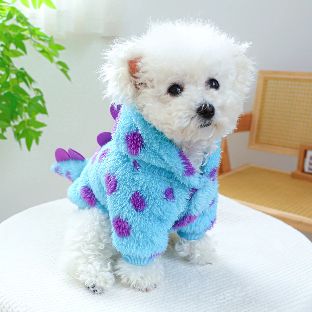 Blue Dinosaur Hooded Pet Coat