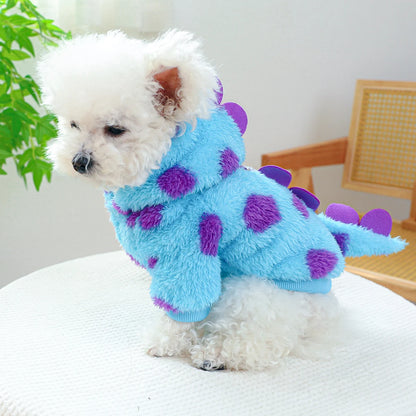 Blue Dinosaur Hooded Pet Coat