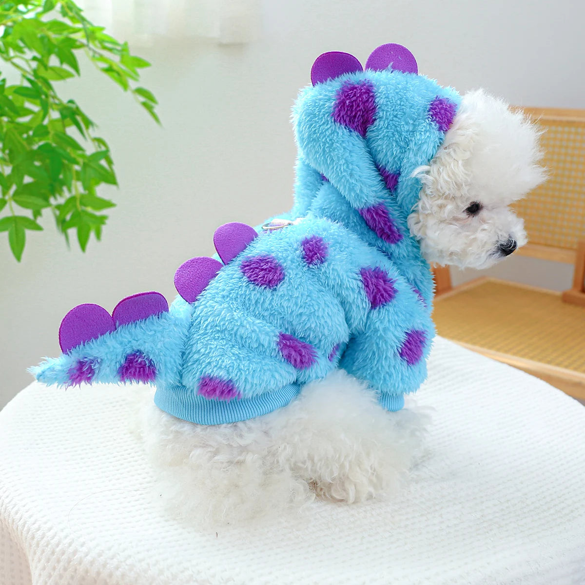 Blue Dinosaur Hooded Pet Coat