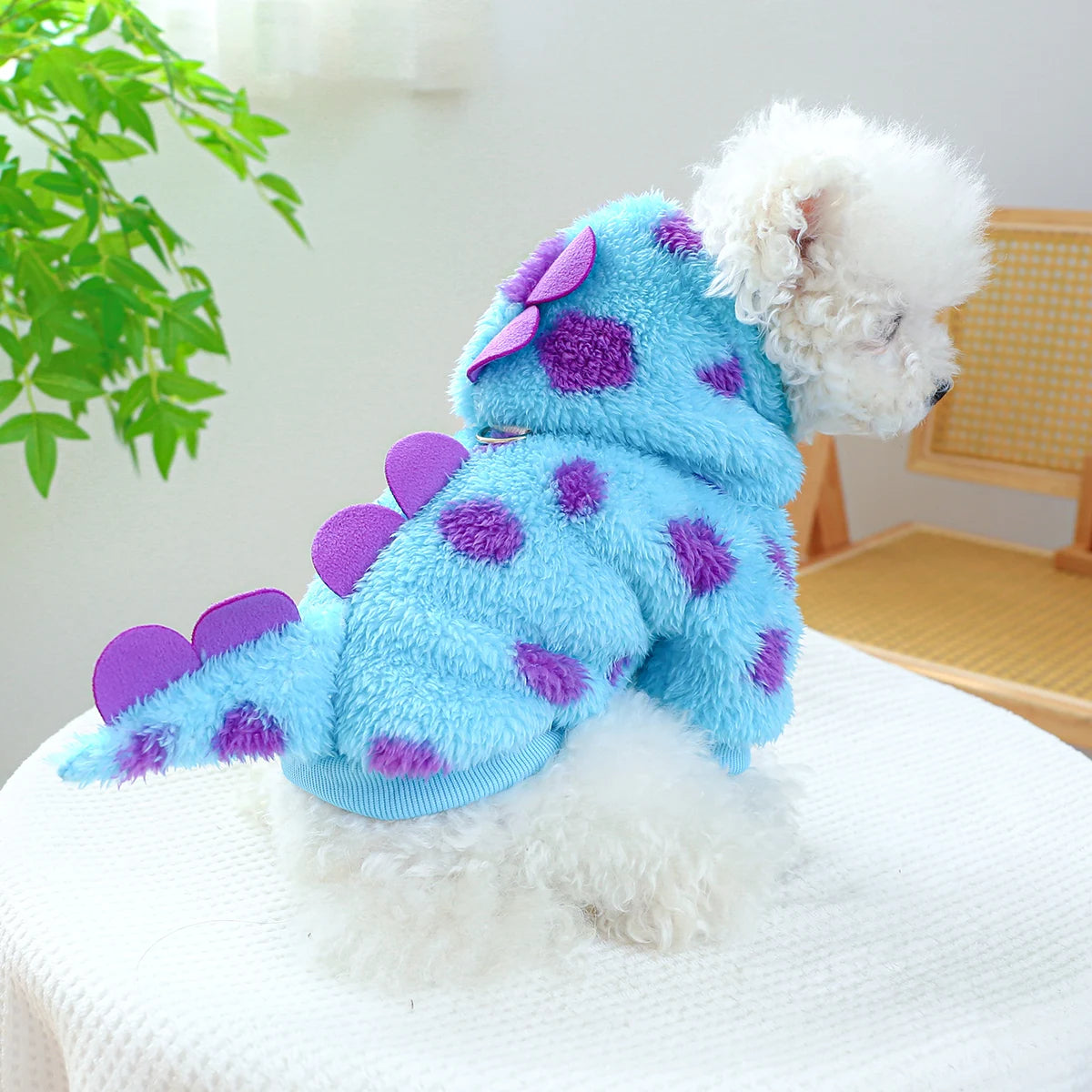 Blue Dinosaur Hooded Pet Coat