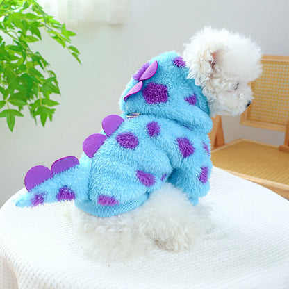 Blue Dinosaur Hooded Pet Coat