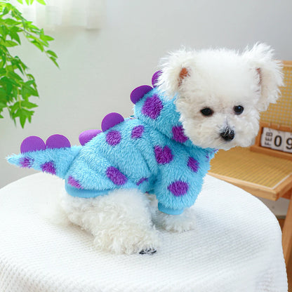 Blue Dinosaur Hooded Pet Coat